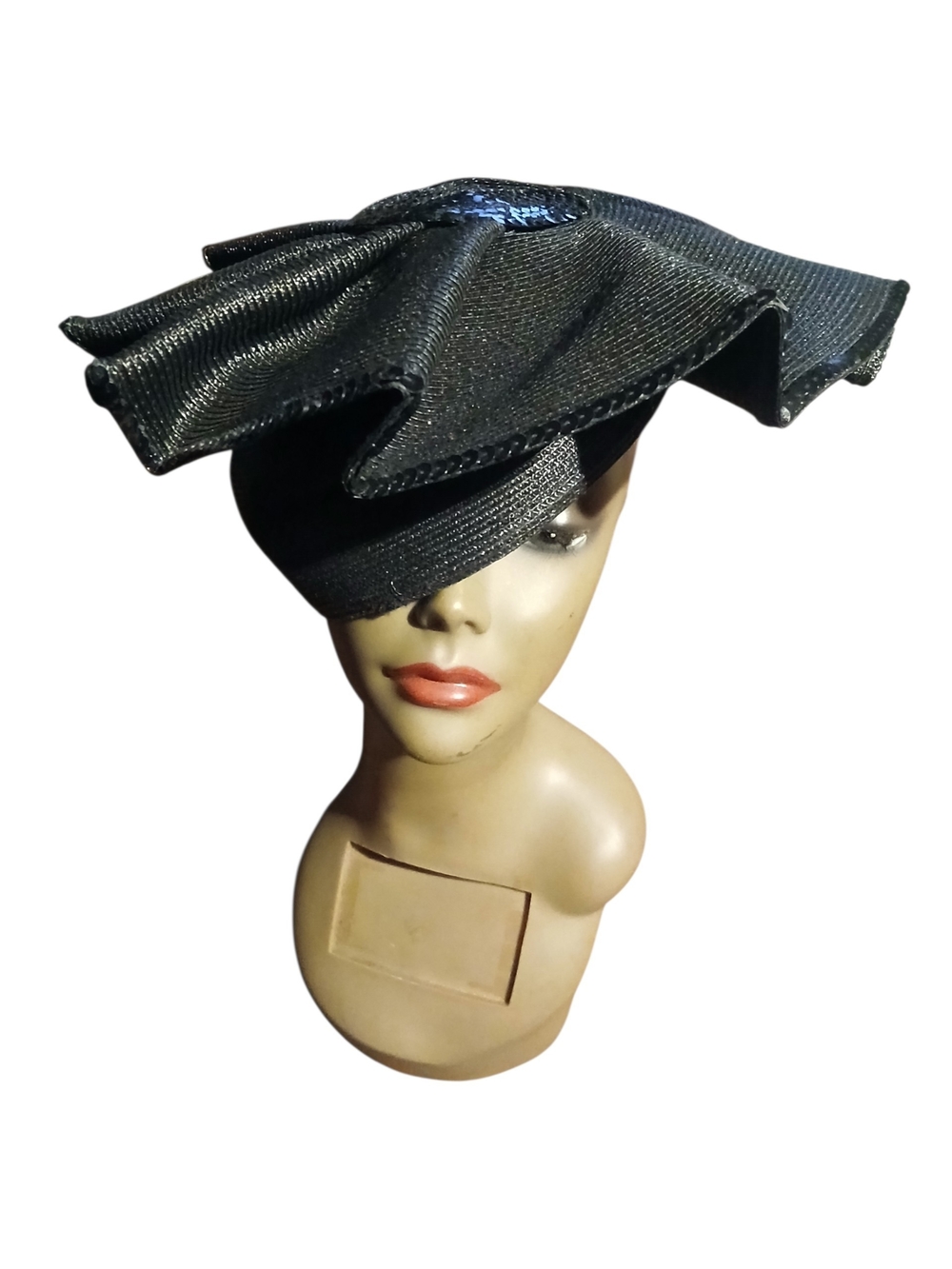 Vintage Elegant Black Sculptural Women's Fascinator Hat